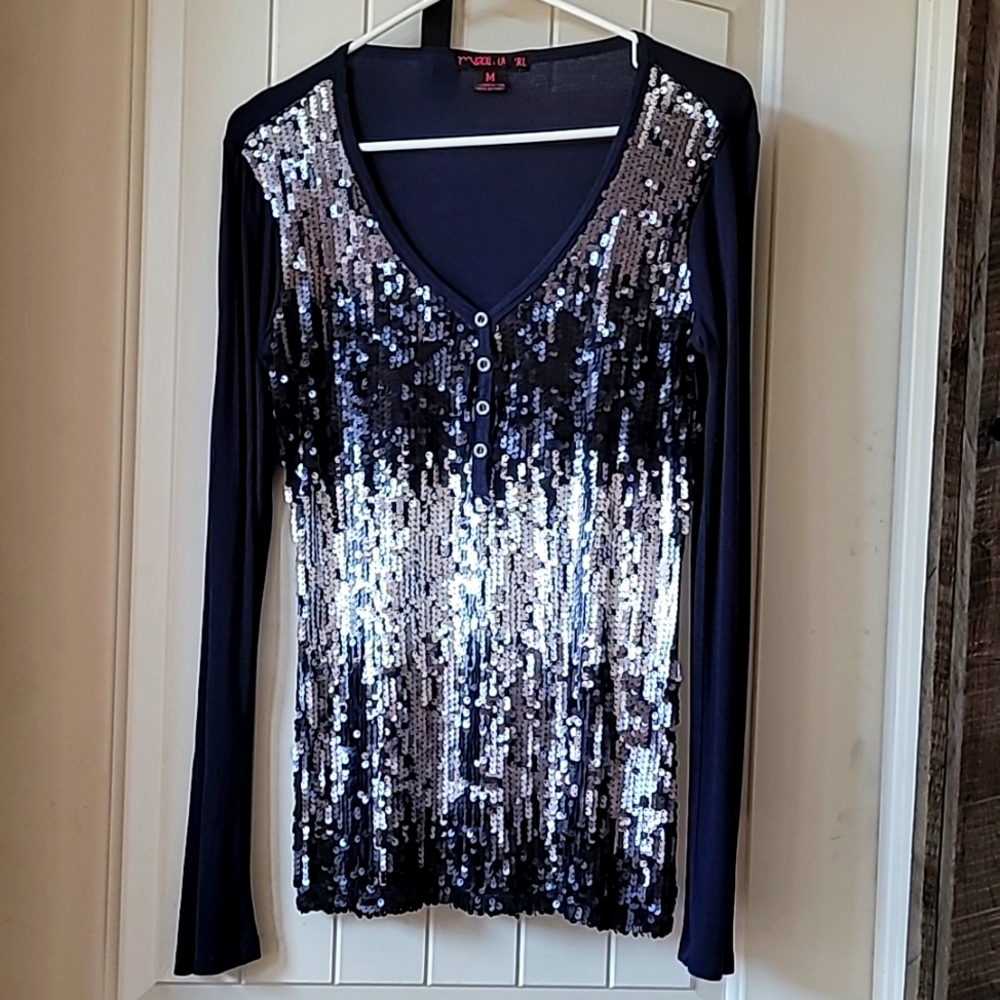 Rock & Roll Cowgirl Woman's Sequins Lomg Sleeve